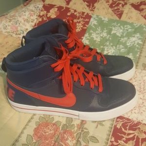 Blue and Red Nike Hi Tops